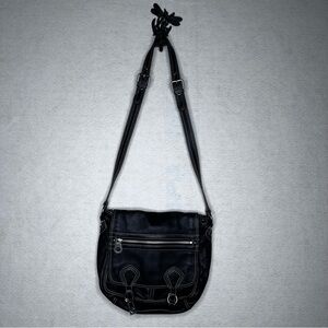 Marc By Marc Jacobs Black Leather Cross Body Bag with Patterned Lining